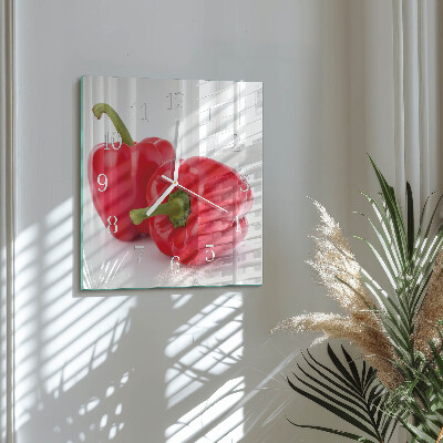 Vierkante glas klok Peper