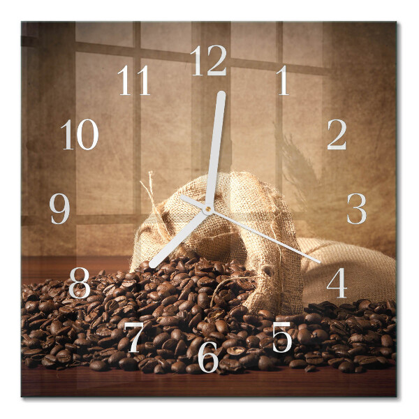 Vierkante glazen wandklok Koffie