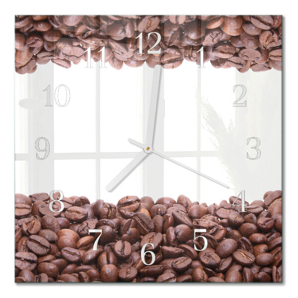 Decoratieve glazen klok vierkant Koffiebonen