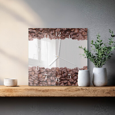 Decoratieve glazen klok vierkant Koffiebonen