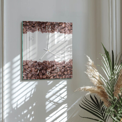 Decoratieve glazen klok vierkant Koffiebonen