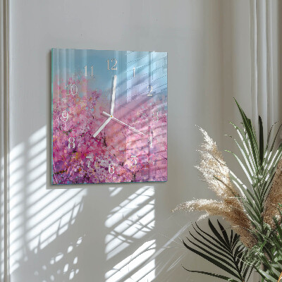 Moderne wandklok glas vierkant Bloemenpatroon