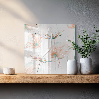 Decoratieve glazen klok vierkant Paardenbloemen