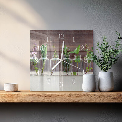 Vierkante glas klok Kruiden