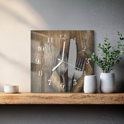 Decoratieve glazen klok vierkant Bestek