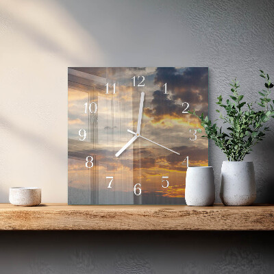Vierkante glas klok Zonsondergang