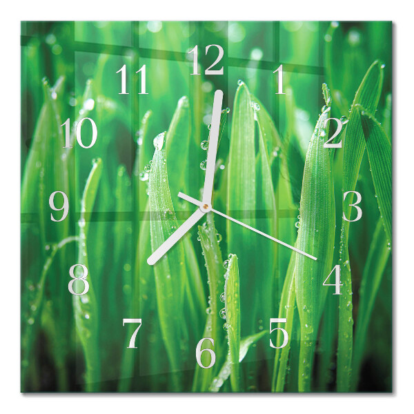 Moderne wandklok glas vierkant Groen gras