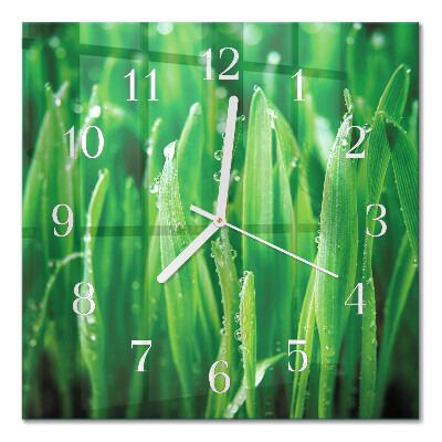 Moderne wandklok glas vierkant Groen gras