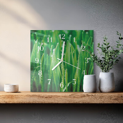 Moderne wandklok glas vierkant Groen gras