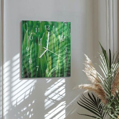 Moderne wandklok glas vierkant Groen gras
