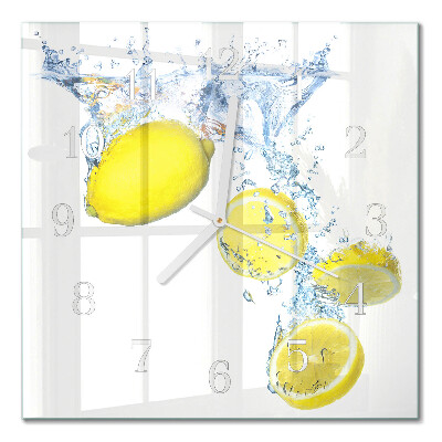Vierkante glas klok Citroenen