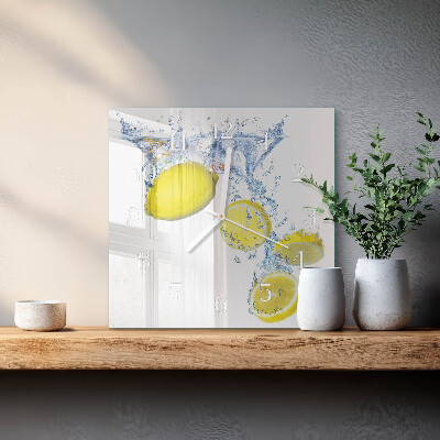 Vierkante glas klok Citroenen