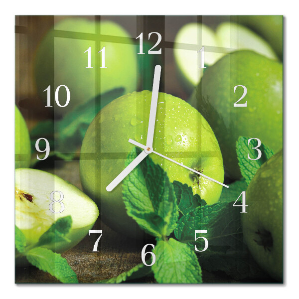 Decoratieve glazen klok vierkant Groene appels