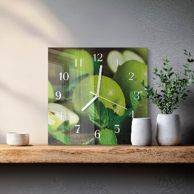 Decoratieve glazen klok vierkant Groene appels