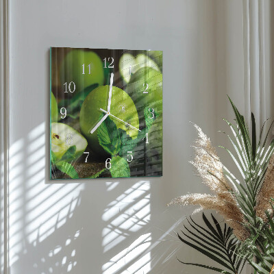 Decoratieve glazen klok vierkant Groene appels