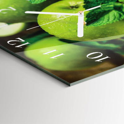 Decoratieve glazen klok vierkant Groene appels