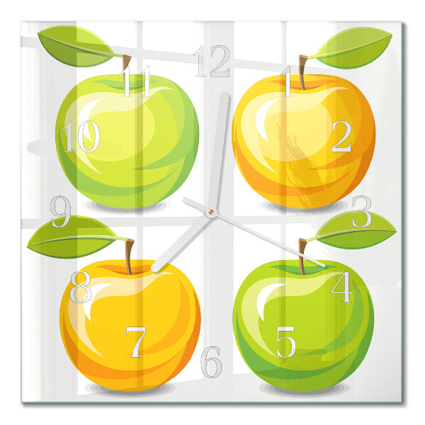 Moderne wandklok glas vierkant Appels