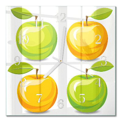 Moderne wandklok glas vierkant Appels