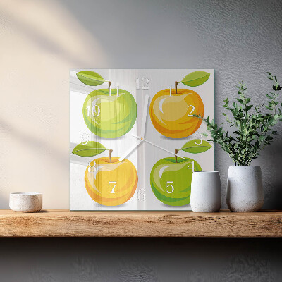 Moderne wandklok glas vierkant Appels