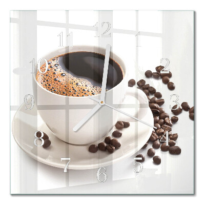 Moderne wandklok glas vierkant Een kopje koffie
