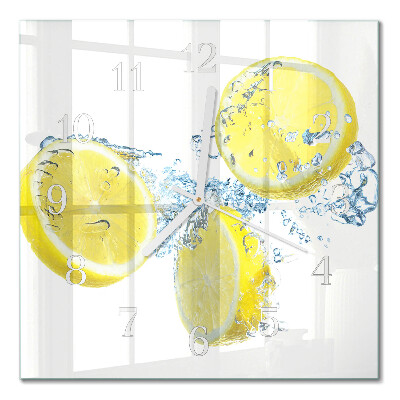 Vierkante glas klok Citroenen