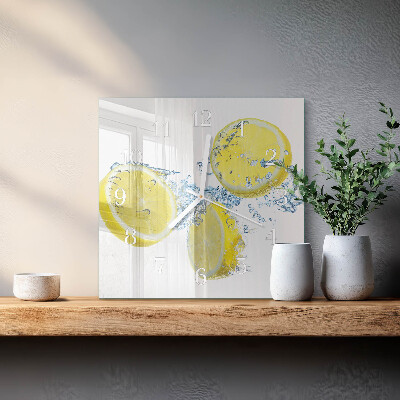 Vierkante glas klok Citroenen