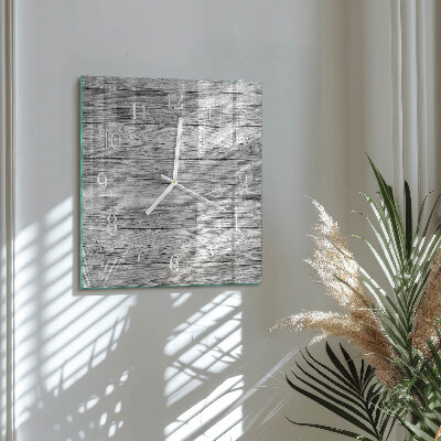 Decoratieve glazen klok vierkant Grijs hout