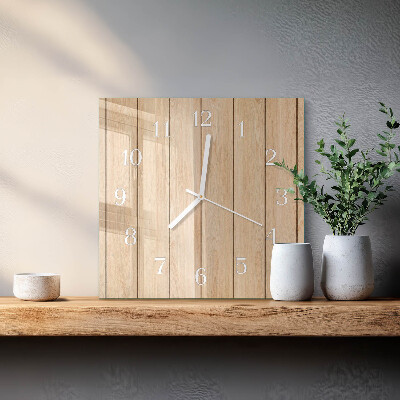 Vierkante glas klok Hout
