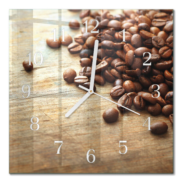 Moderne wandklok glas vierkant Koffiebonen