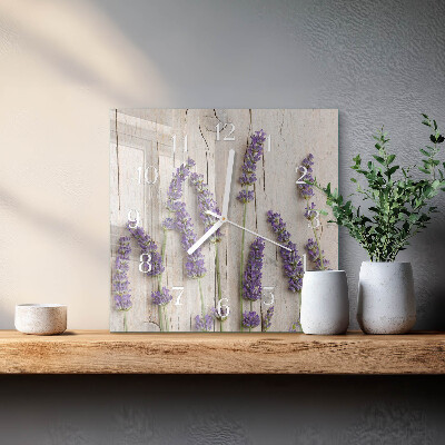 Vierkante glas klok Lavendel