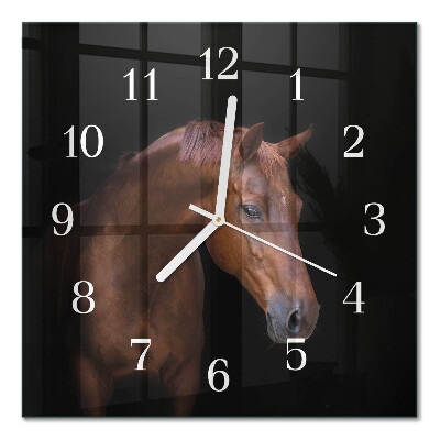 Decoratieve glazen klok vierkant Paard
