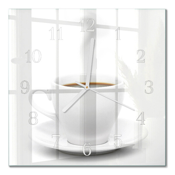 Moderne wandklok glas vierkant Een kopje koffie