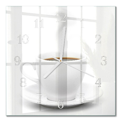 Moderne wandklok glas vierkant Een kopje koffie