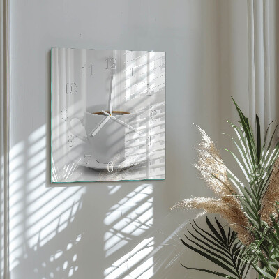 Moderne wandklok glas vierkant Een kopje koffie