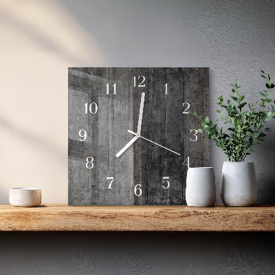 Vierkante glazen wandklok Hout