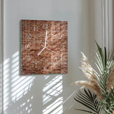 Moderne wandklok glas vierkant Bakstenen muur