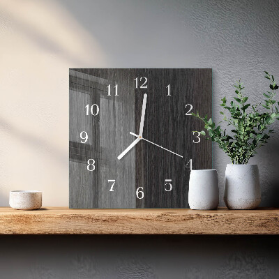 Decoratieve glazen klok vierkant Hout