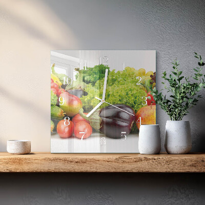 Decoratieve glazen klok vierkant Groenten