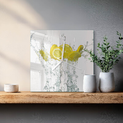 Vierkante glas klok Water met citroen