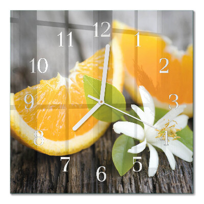 Vierkante glazen wandklok Citrus