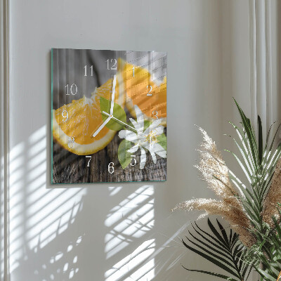 Vierkante glazen wandklok Citrus