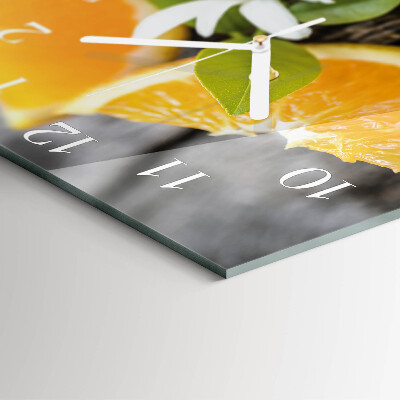 Vierkante glazen wandklok Citrus