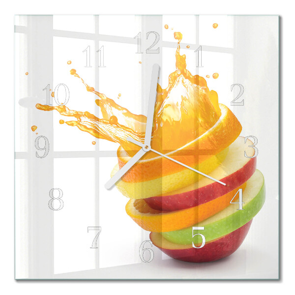 Decoratieve glazen klok vierkant Fruit