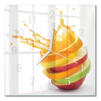 Decoratieve glazen klok vierkant Fruit