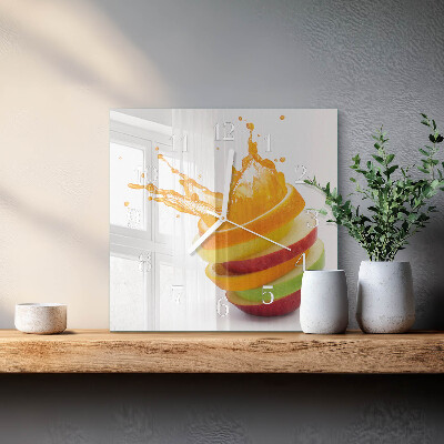 Decoratieve glazen klok vierkant Fruit