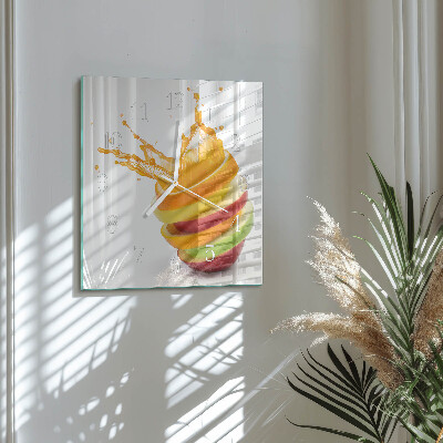 Decoratieve glazen klok vierkant Fruit