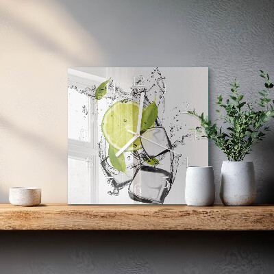 Moderne wandklok glas vierkant Calciumcarbonaat
