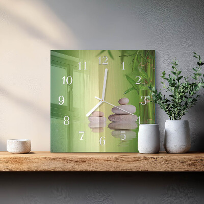 Vierkante glas klok Zen-stenen