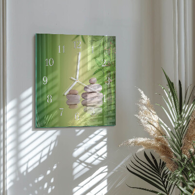 Vierkante glas klok Zen-stenen