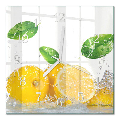 Vierkante glazen wandklok Citrus